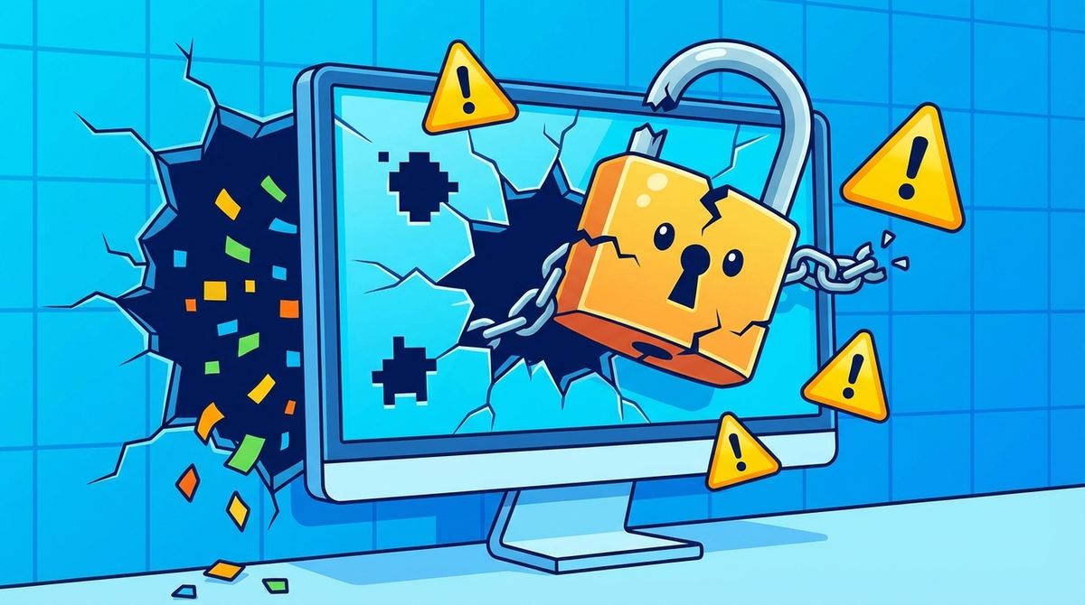 セキュリティの穴が開いたPC画面